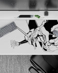 Evangelion Unit-01 desk pad, 40x20 inches, black-and-white line art design. Perfect for anime fans seeking bold aesthetics.