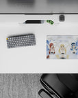 Icy blue and snowy white anime girl mouse pad with bright crisp winter glow, 14x10 inches.