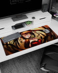 Kurumi Tokisaki Date A Live desk pad 36x16 inches with sly stare and hand-over-eye pose.