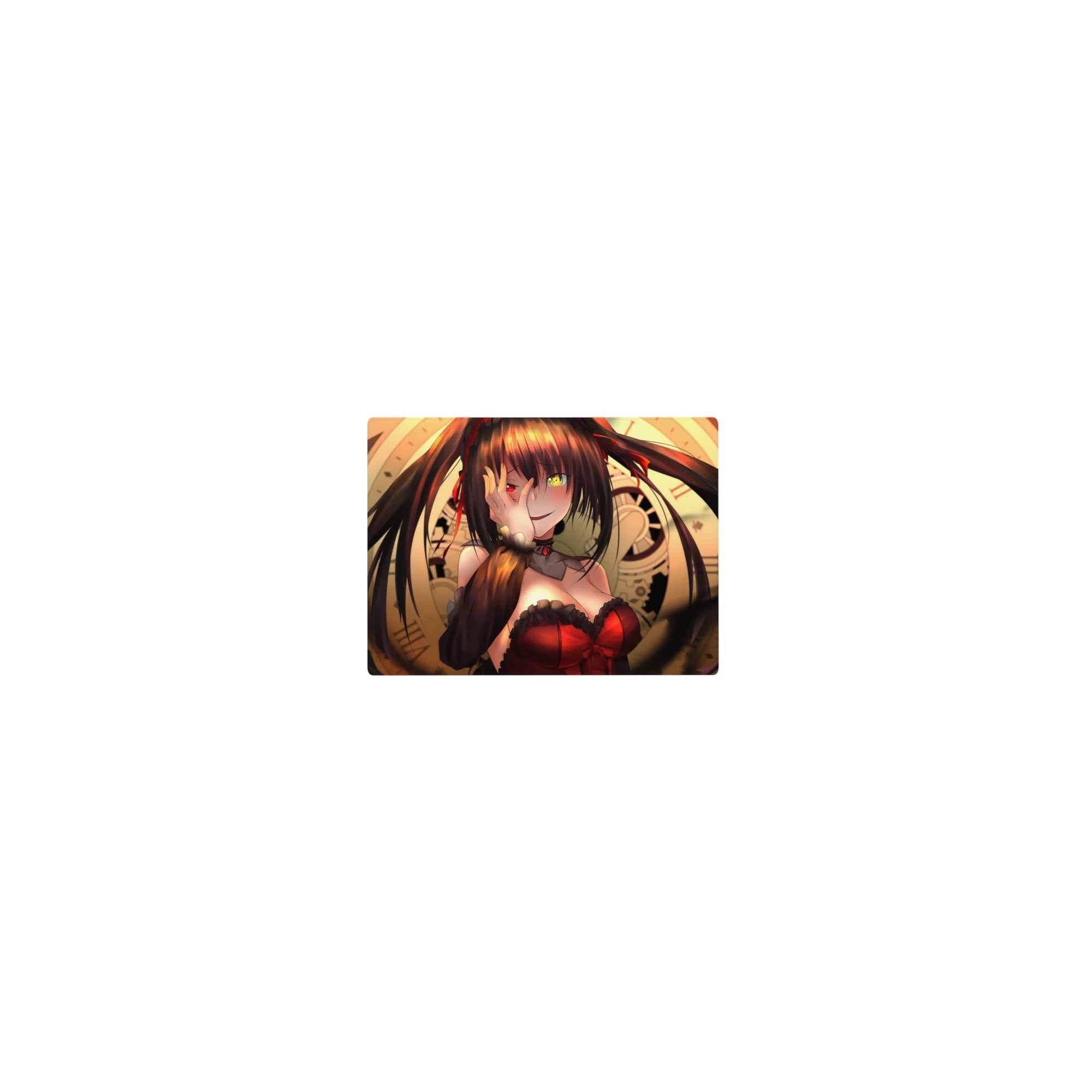 Classic anime girl mouse pad 14x10 inches with Kurumi Tokisaki, clockwork rings, twin tails, corset.
