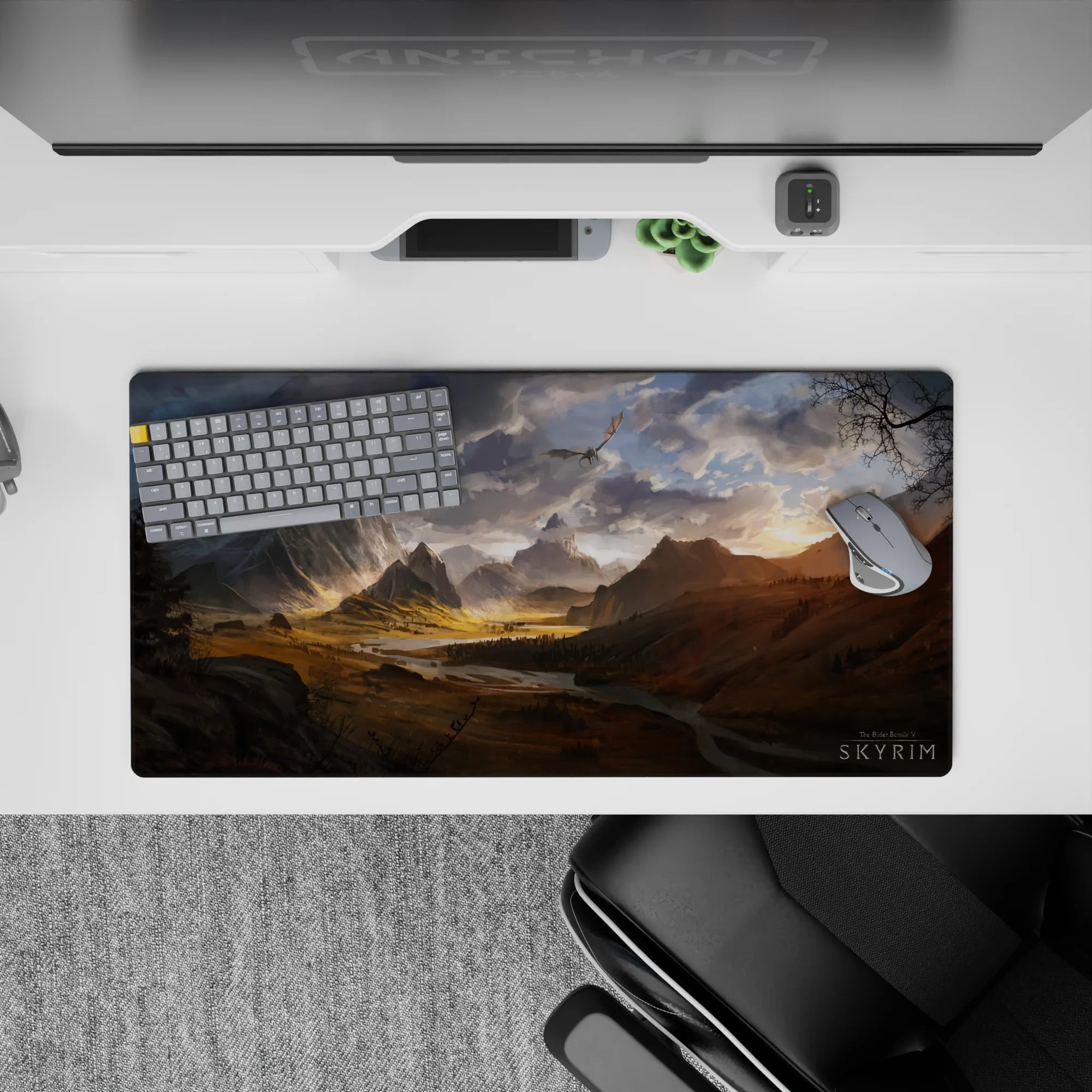 Fantasy Landscapes Deskmat | Mousepad | Deskpad - Epic Dragon Valley