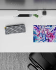 14x10 inches anime girl mouse pad in electric blues and icy purples with nebula glow and star sparks.
