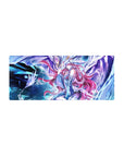 Anime girl mecha galaxy desk mouse pad, pink-haired heroine in white armor, 28x12 inches.