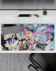32x16 inches pastel lavender and deep violet anime idol mouse pad, loud concert vibe with sparkling lights.