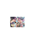 Classic anime girl mouse pad 14x10 inches with two idol singers, lace hat, frills, studs, and confetti.