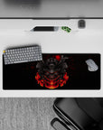 Anime mouse pad 32x12 inches featuring a samurai mask with glowing red accents, perfect for fans of Japanese armor.
