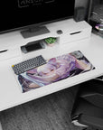 28x12 inches extended mouse pad showing a silver-haired catgirl pouncing, paws out, swirly white slashes.