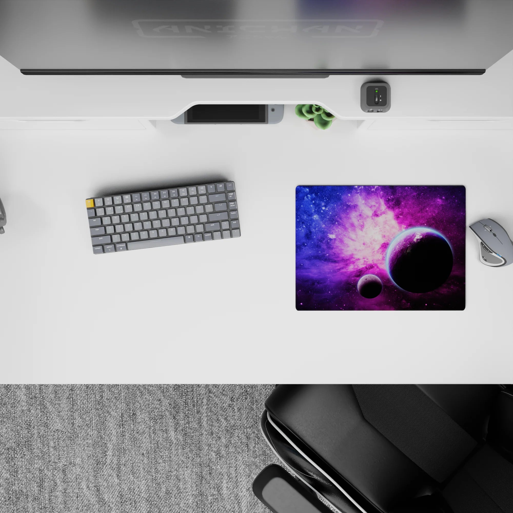 Dreamy 14x10 inches mouse pad in deep blue to purple gradients with electric violet and cotton-candy pink.