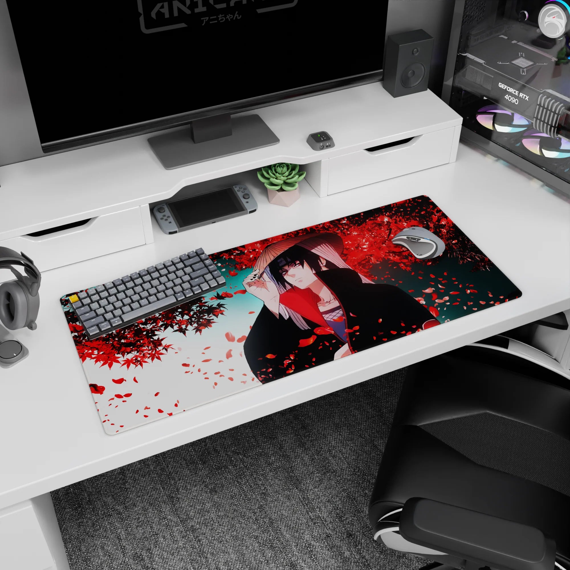 Naruto Deskmat | Mousepad | Deskpad - Fallen Petals of Itachi - AniChan