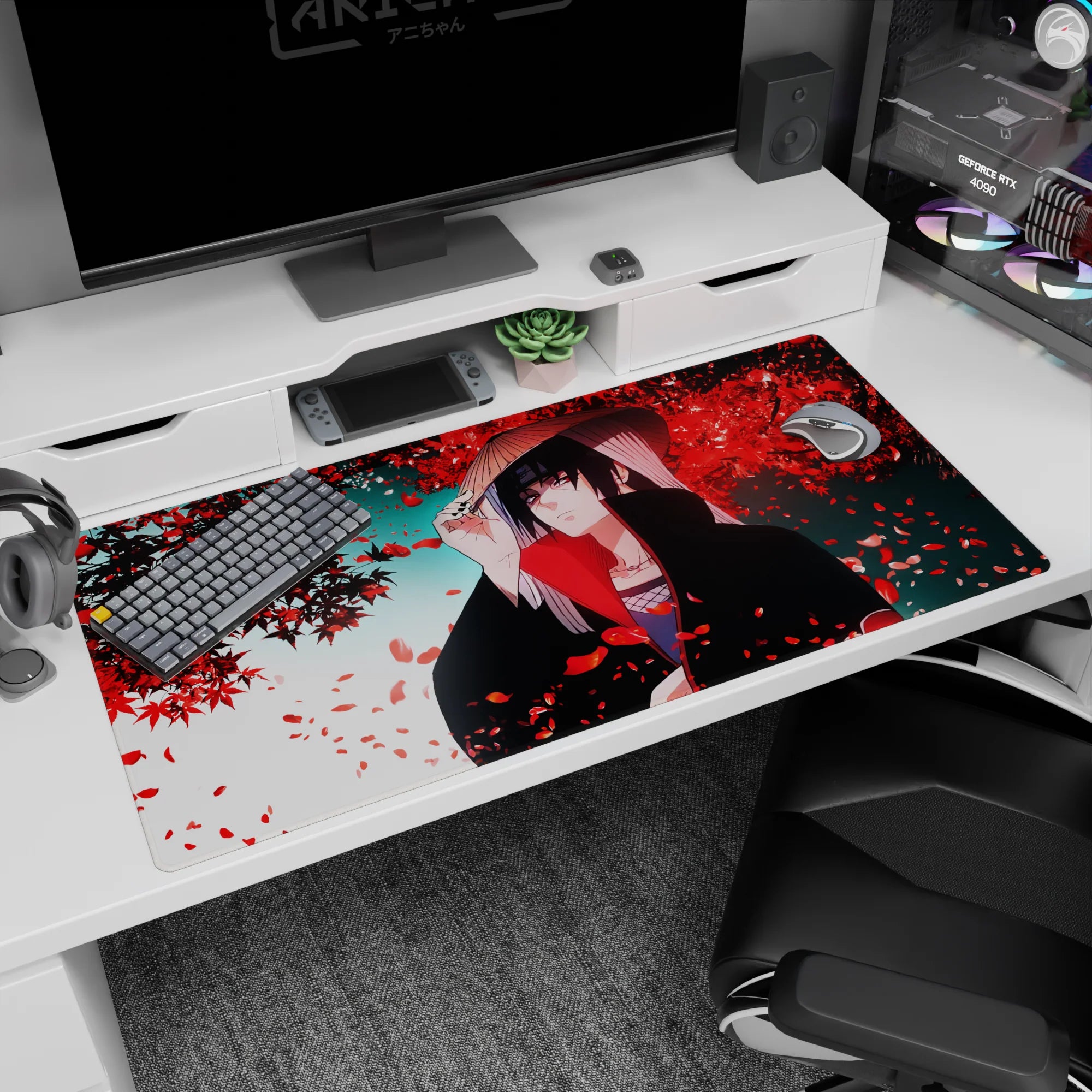 Naruto Deskmat | Mousepad | Deskpad - Fallen Petals of Itachi - AniChan