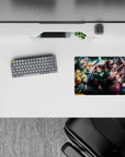 Anime mouse pad 14x10 inches featuring Tanjiro, Nezuko, Zenitsu, Inosuke, and Giyu from Demon Slayer in action.