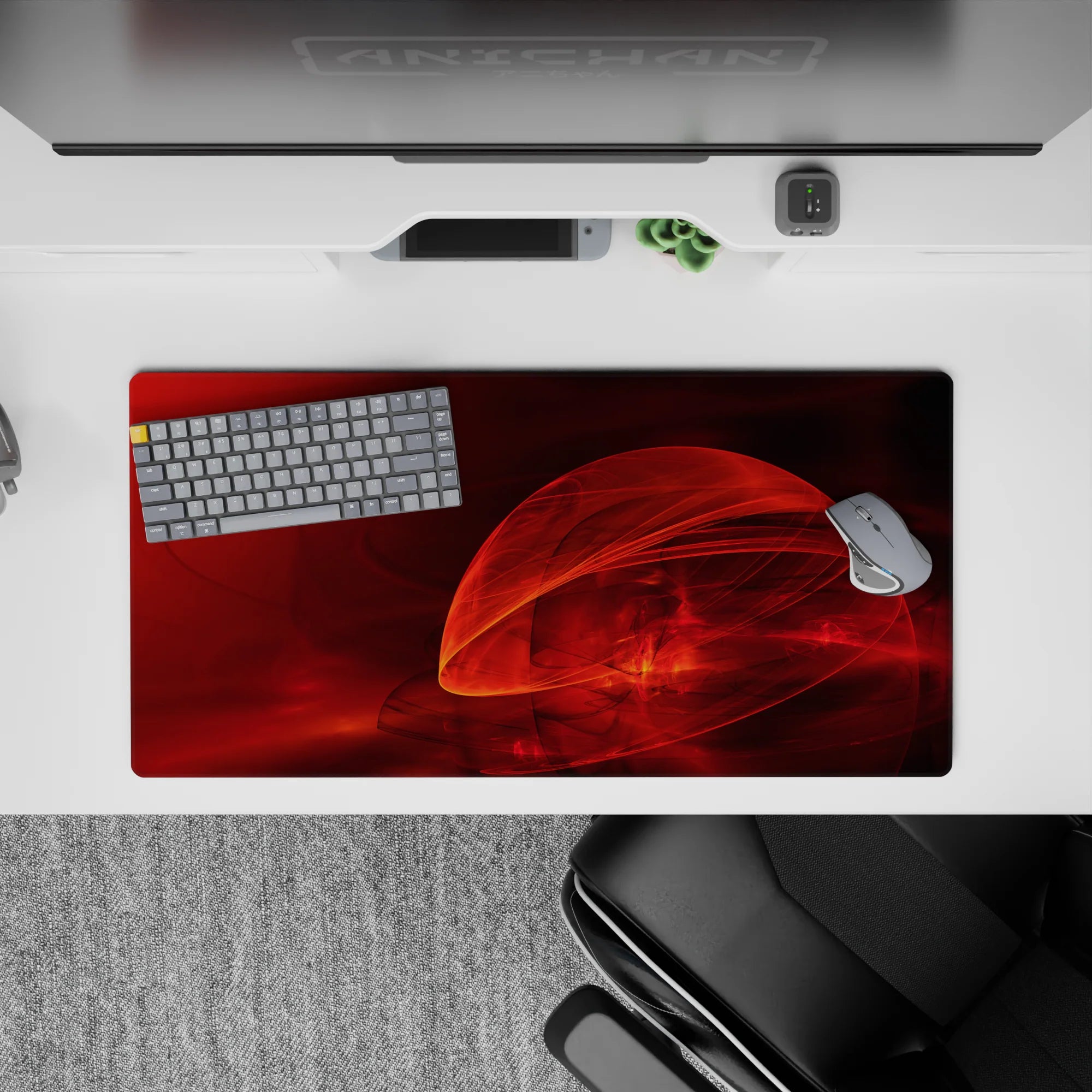 Abstract Deskmat | Mousepad | Deskpad - Crimson Flame - AniChan