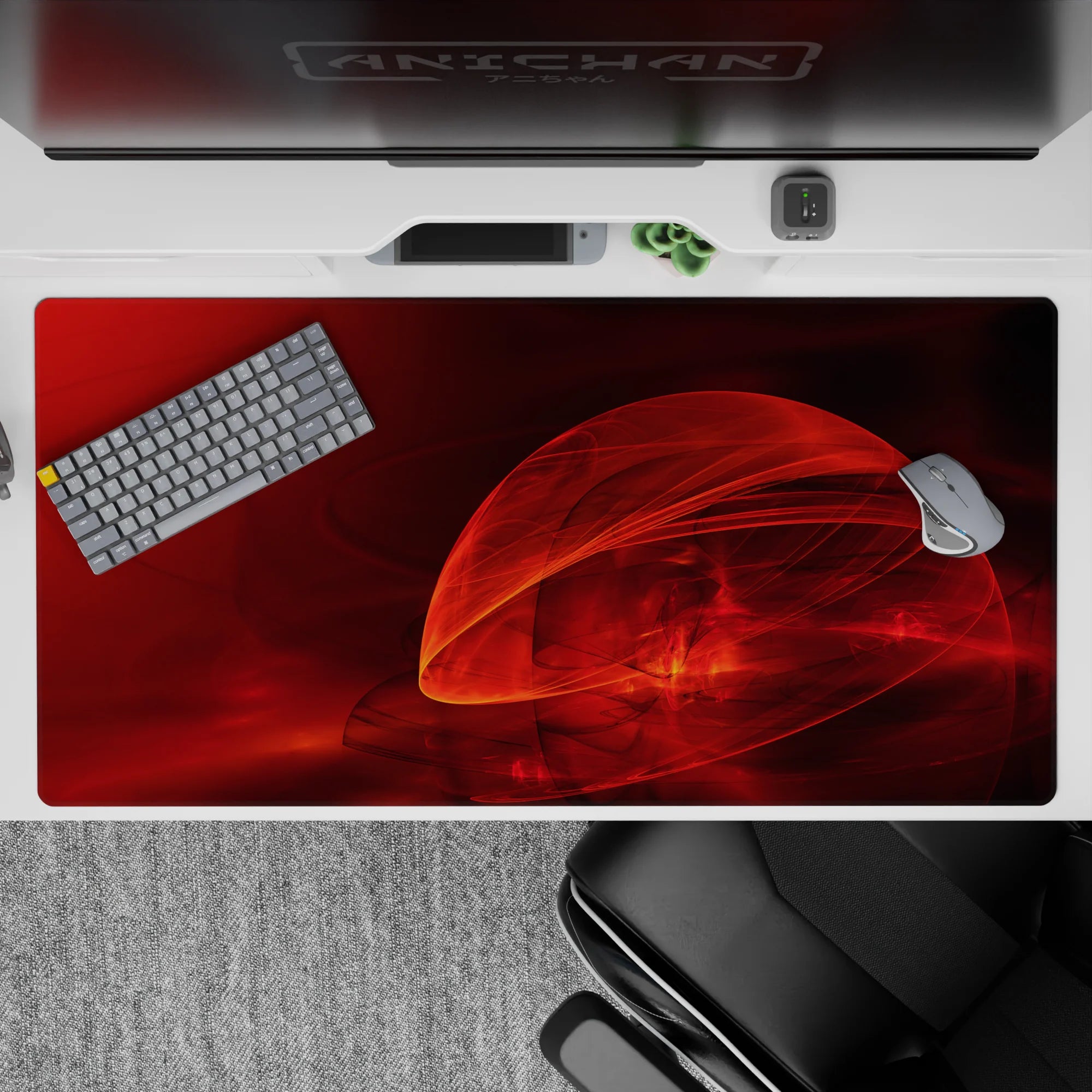 Abstract Deskmat | Mousepad | Deskpad - Crimson Flame - AniChan