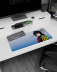 Giyu Tomioka anime mouse pad, 28x12 inches, featuring his iconic stare and haori pattern, perfect for any fan's setup.