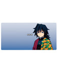 Anime mouse pad 32x16 inches featuring Giyu Tomioka from Demon Slayer. Minimalist design with his iconic haori and calm expression.