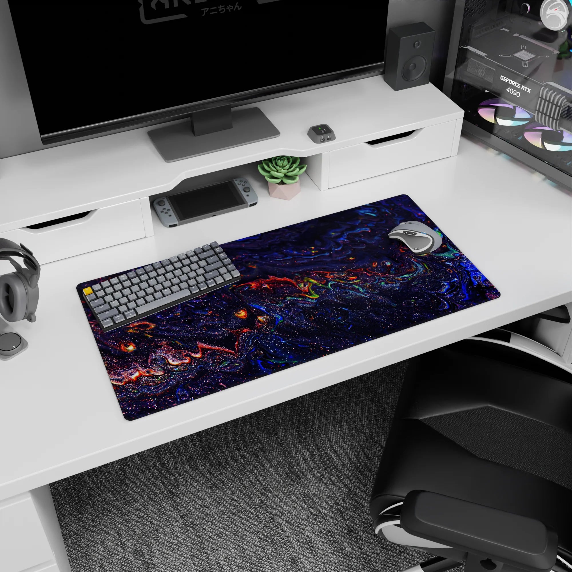 Liquid Abstract Deskmat | Mousepad | Deskpad - Cosmic Swirl - AniChan