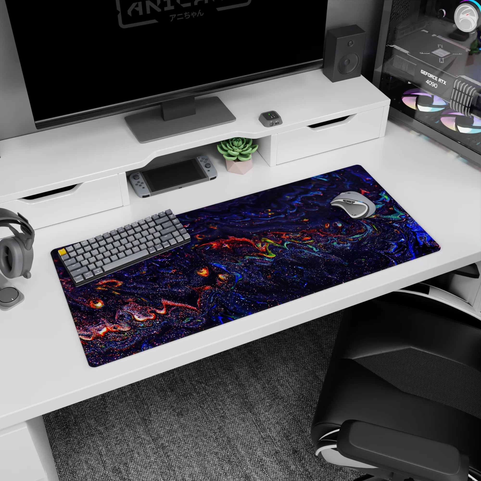 Liquid Abstract Deskmat | Mousepad | Deskpad - Cosmic Swirl - AniChan