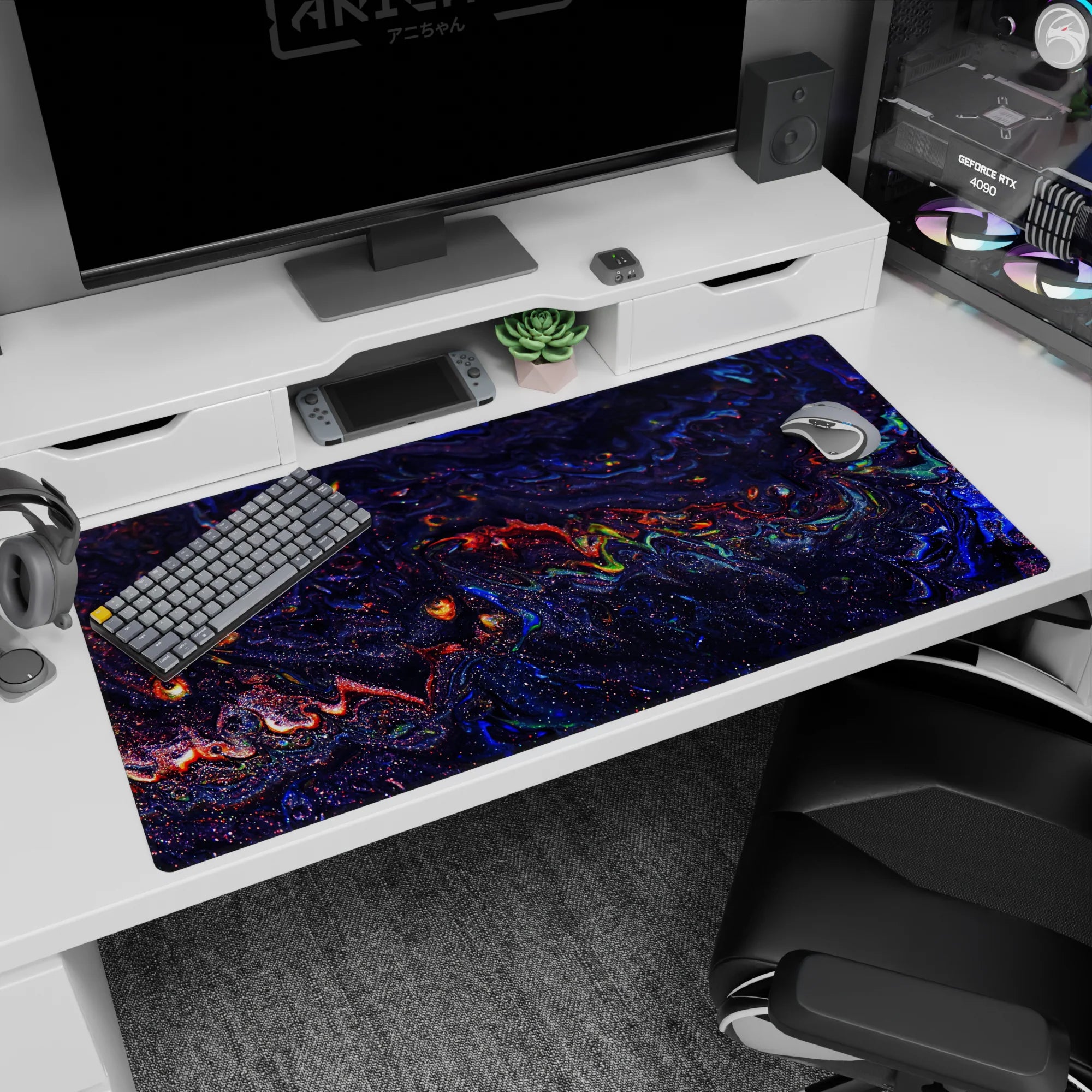 Liquid Abstract Deskmat | Mousepad | Deskpad - Cosmic Swirl - AniChan