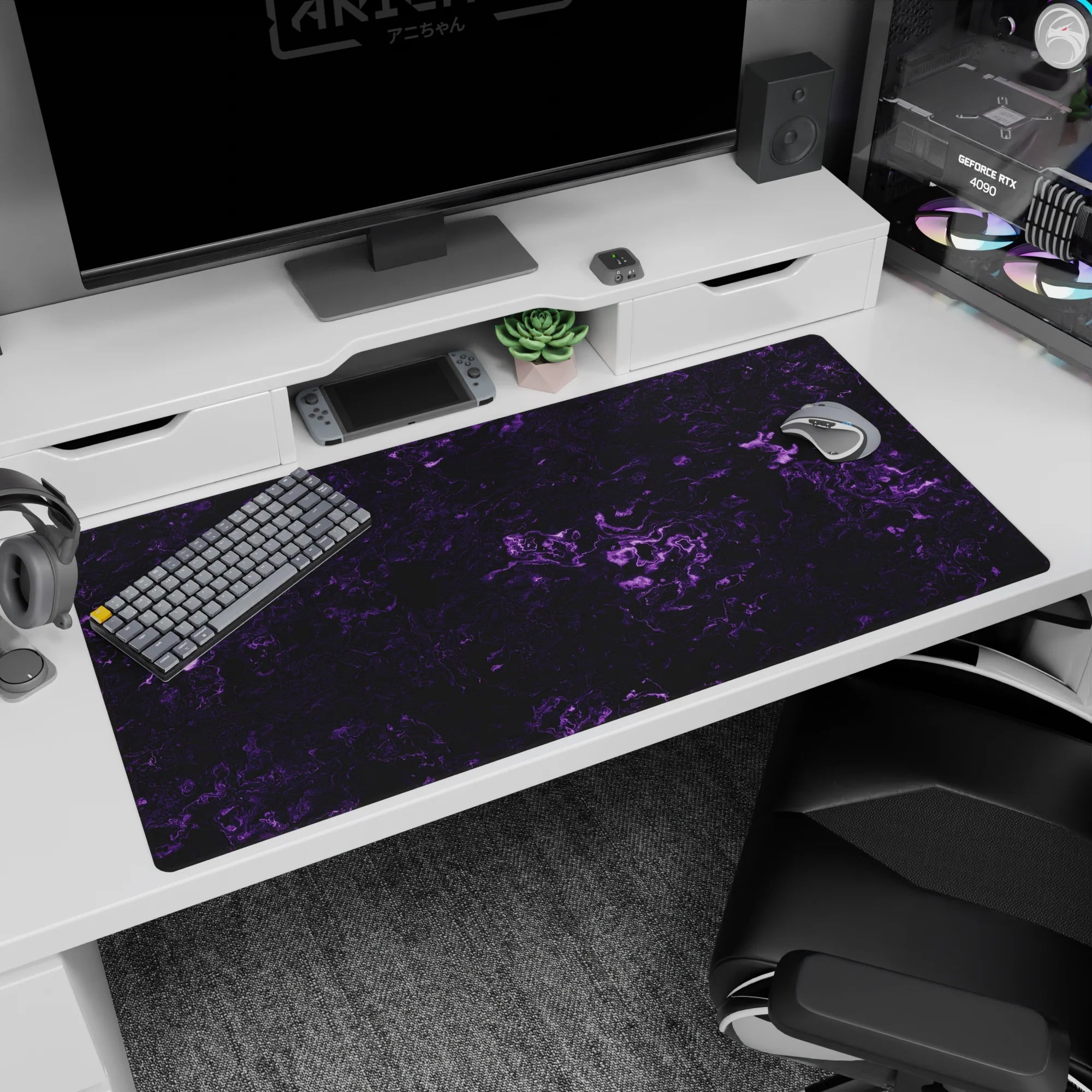 Liquid Abstract Deskmat | Mousepad | Deskpad - Galactic Marble Flow - AniChan