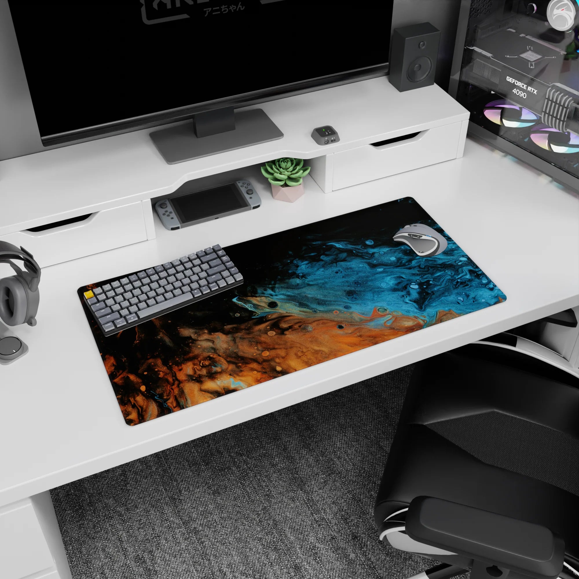 Liquid Abstract Deskmat | Mousepad | Deskpad - Galactic Swirl - AniChan