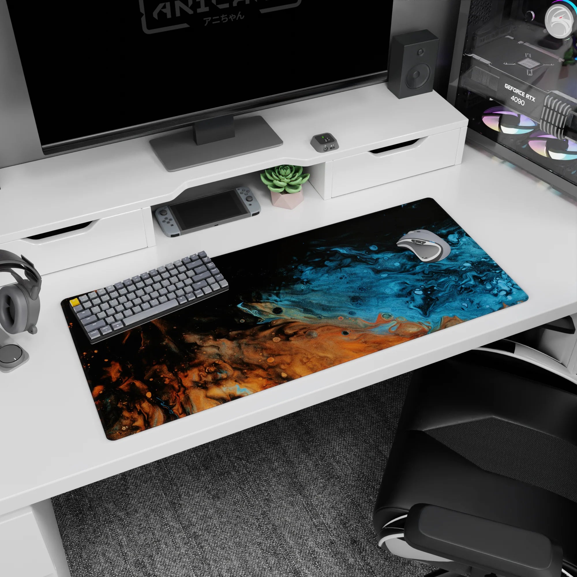 Liquid Abstract Deskmat | Mousepad | Deskpad - Galactic Swirl - AniChan