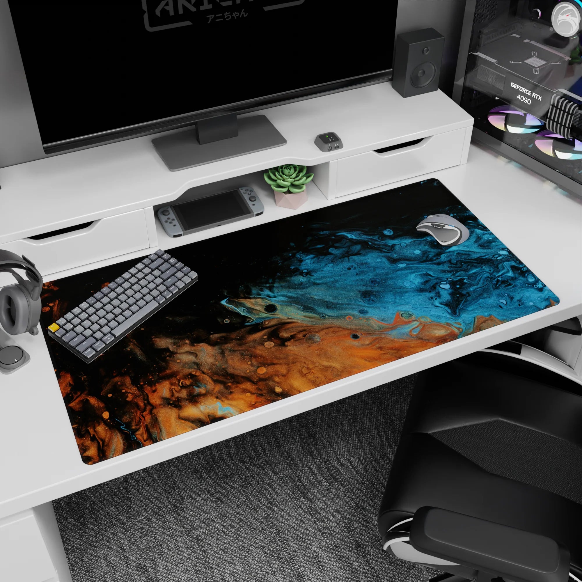 Liquid Abstract Deskmat | Mousepad | Deskpad - Galactic Swirl - AniChan