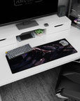32x12 inches desk mat featuring a raven-haired anime girl with one glowing violet eye and sleek straps.
