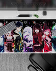 40x20 inches desk pad in icy white, candy red, violet and electric green, flirty late-night vibe.