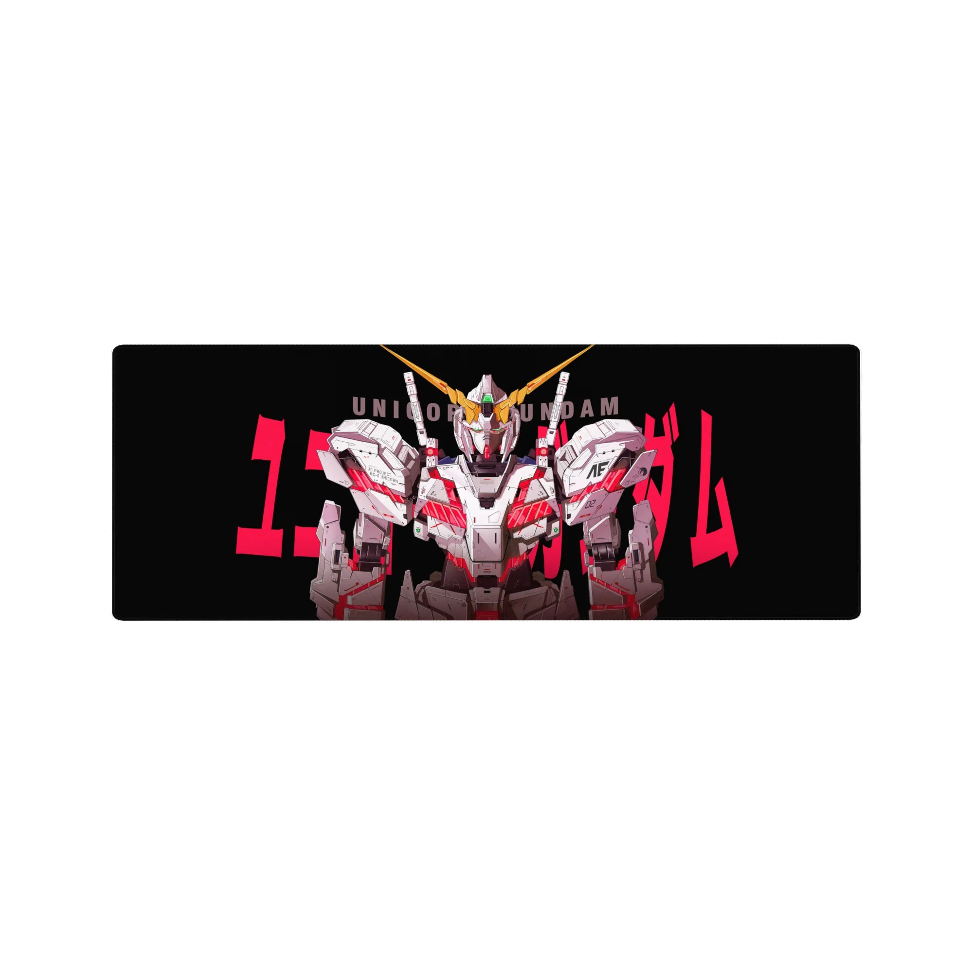 Anime mouse pad 32x12 inches featuring a front-facing mecha poster design with bold UNICORN text.