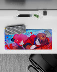 Candy blue and hot pink sky anime mouse pad 28x12 inches, dreamy calm vibe for gaming desk.