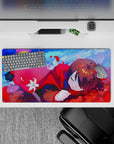 32x16 inches kawaii mouse pad in candy blues and hot pink sky tones, soft dreamy vibe for calm clicking.