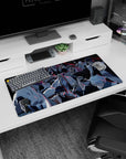 Bleach anime mouse pad 32x16 inches featuring Gotei 13 captains in intense standoff with vibrant blue and red contrasts.