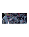 Bleach anime mouse pad featuring Gotei 13 captains in a tense standoff, size 28x12 inches, with intense blue and red hues.