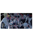 Bleach anime mouse pad 32x16 inches featuring Gotei 13 captains in battle stance with blue and red accents.