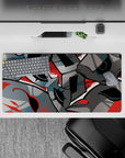 Persona 5 mouse pad 32x16 inches with Phantom Thieves' masks, raw lines, bold shadows, and blood red swirls.