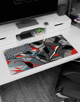 Persona 5 mouse pad 32x16 inches with Phantom Thieves' masks, red swirls, and bold shadows for an immersive gaming setup.