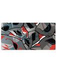 Persona 5 mouse pad, 32x16 inches, featuring Phantom Thieves' masks in bold lines and red swirls, capturing transformation.