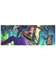 Anime girl mouse pad 32x12 inches featuring pink-haired bunny fighter and Halloween zombies backdrop.