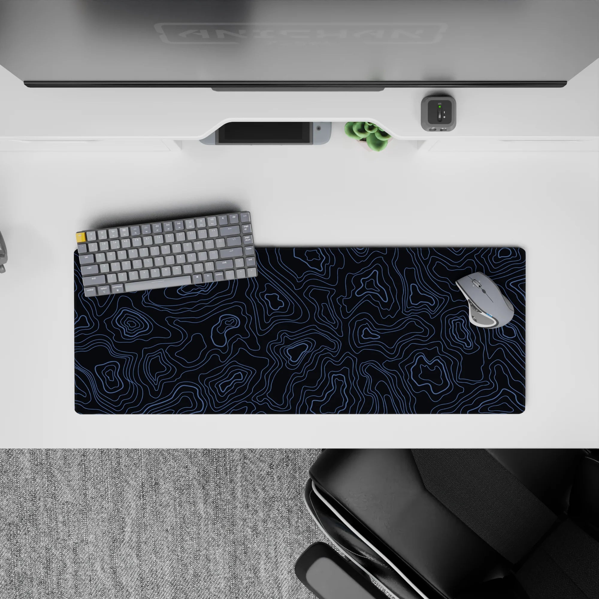 Topographic (Topo) Deskmat | Mousepad | Deskpad - Azure Contours - AniChan