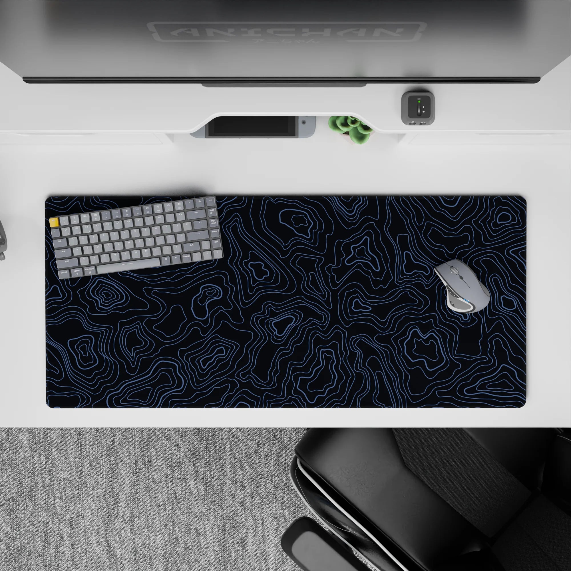 Topographic (Topo) Deskmat | Mousepad | Deskpad - Azure Contours - AniChan