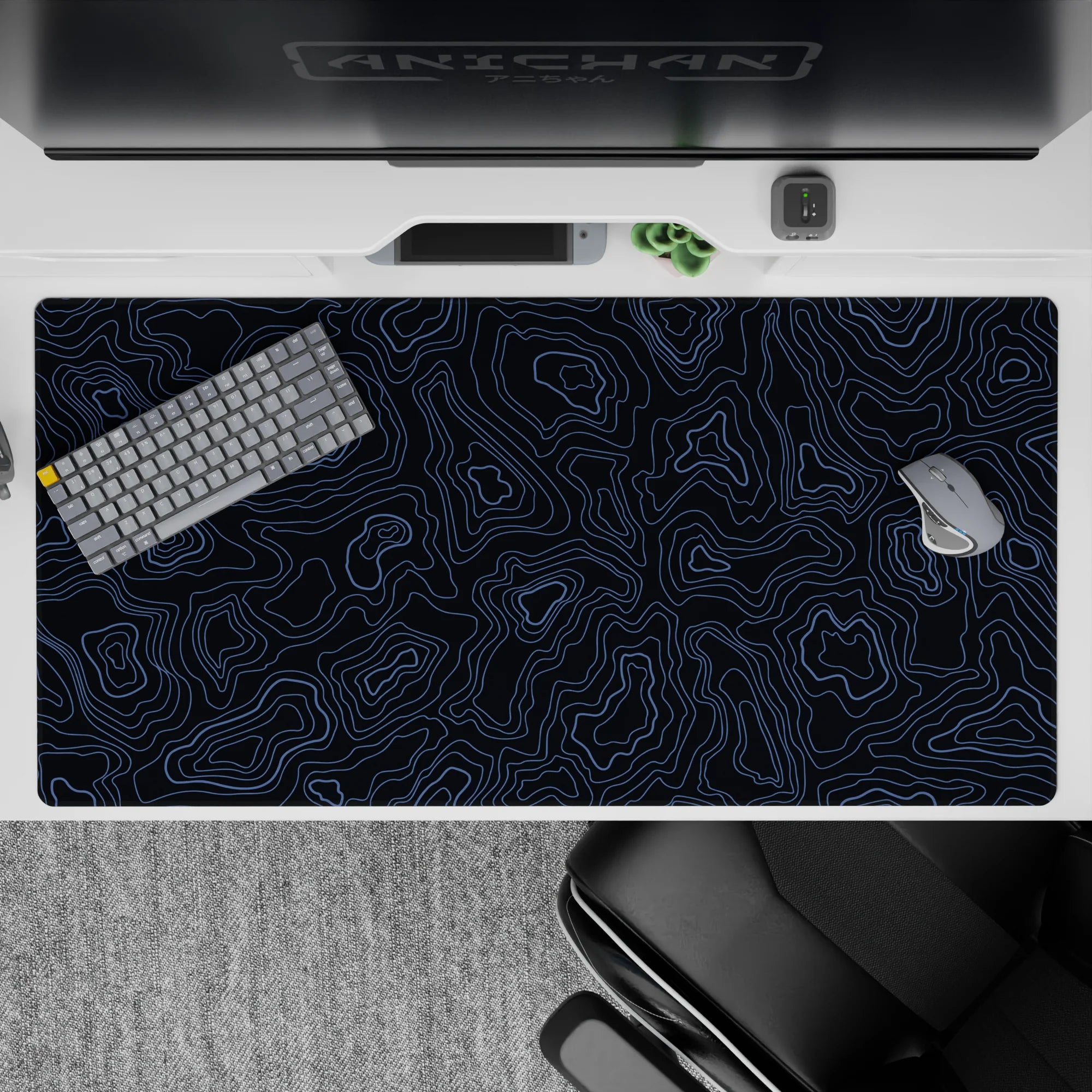 Topographic (Topo) Deskmat | Mousepad | Deskpad - Azure Contours - AniChan