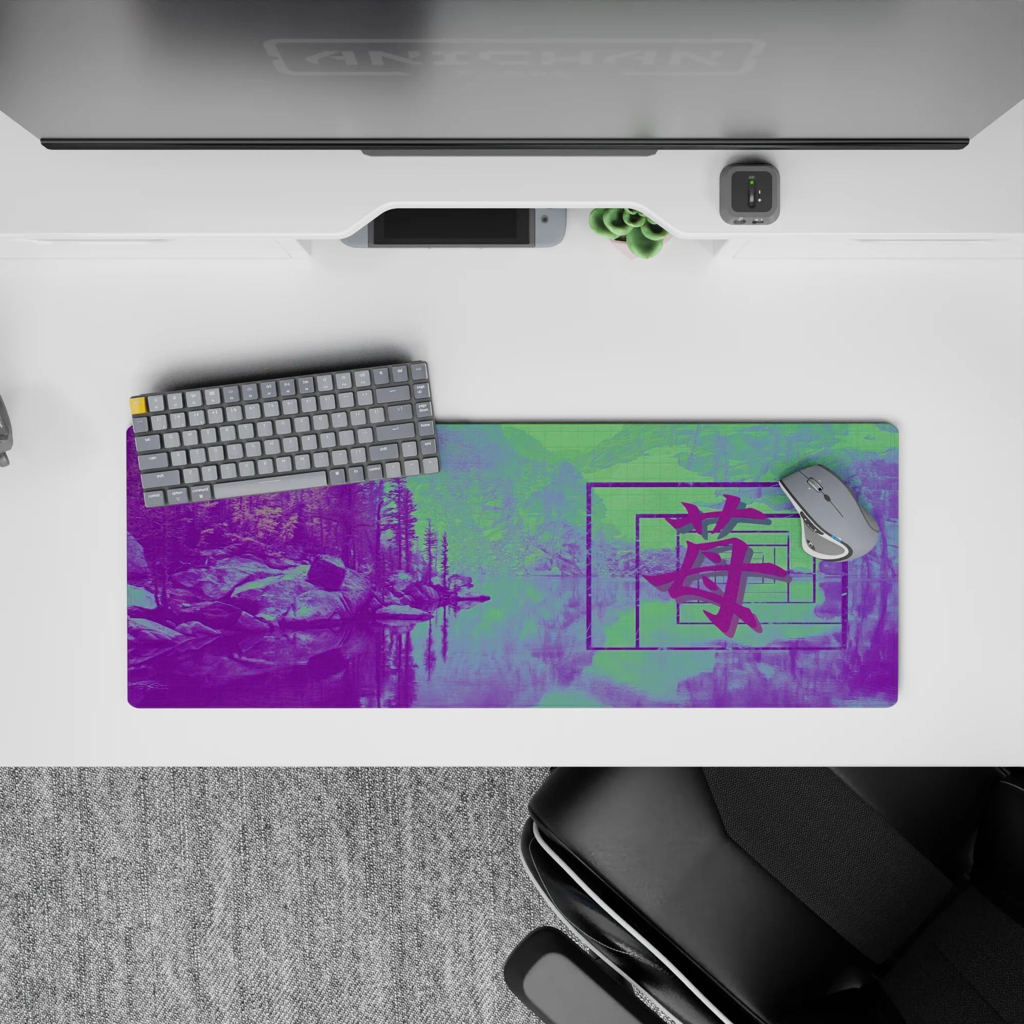 Retrowave - Vaporwave Deskmat | Mousepad | Deskpad - Dreamscape Reflections - AniChan