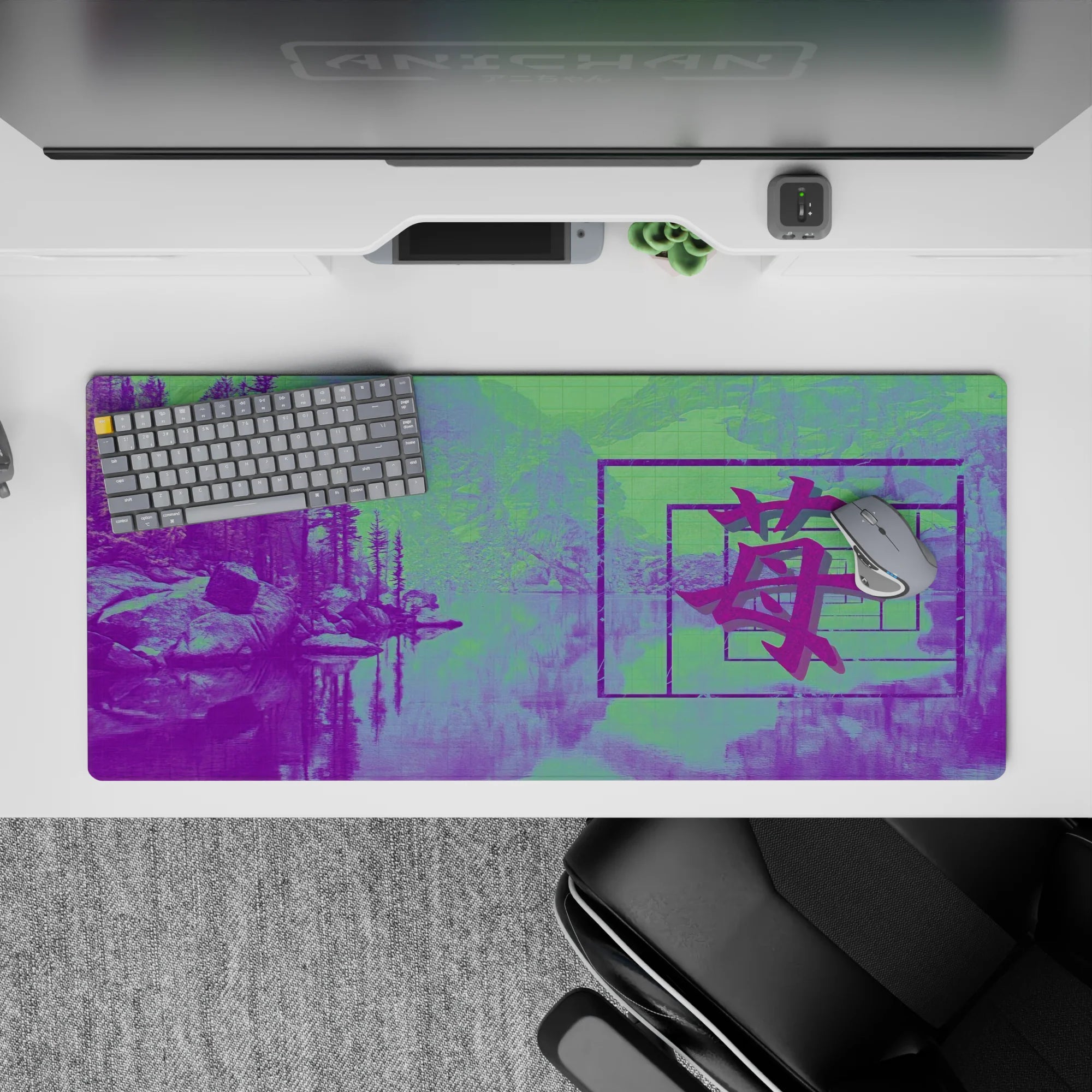 Retrowave - Vaporwave Deskmat | Mousepad | Deskpad - Dreamscape Reflections - AniChan