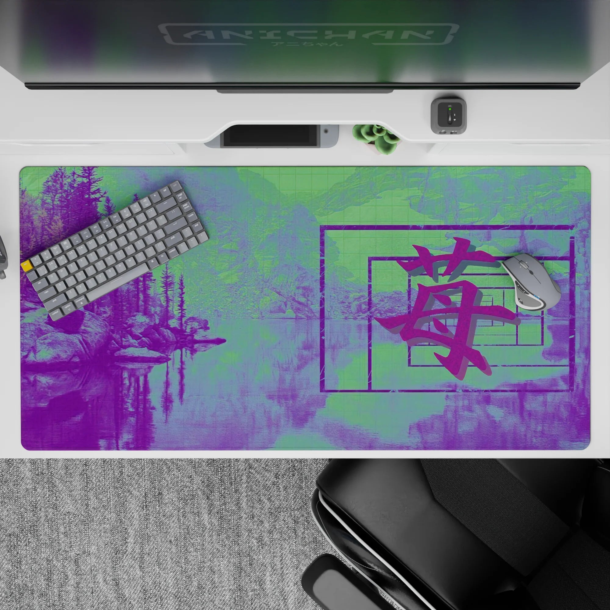 Retrowave - Vaporwave Deskmat | Mousepad | Deskpad - Dreamscape Reflections - AniChan