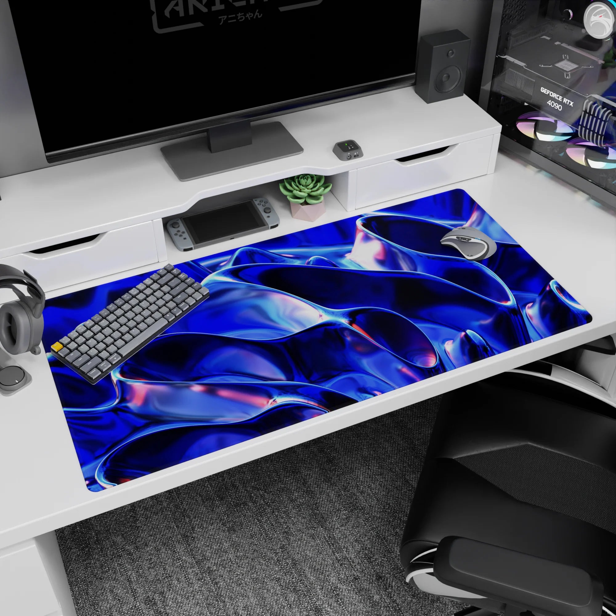 Liquid Abstract Deskmat | Mousepad | Deskpad - Electric Wave - AniChan