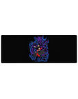 Anime mouse pad 32x12 inches featuring Itachi Uchiha from Naruto with Susanoo in vivid purple flames and Akatsuki cloak.