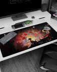 Anime mouse pad 40x20 inches featuring a mystical scene with a lone artist, swirling demons, and ancient folklore elements.
