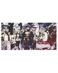 Goblin Slayer manga collage anime mouse pad, armored hero in plate with fur collar, 32x16 inches.