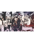 Goblin Slayer manga collage anime desk pad, armored hero artwork, 40x20 inches.