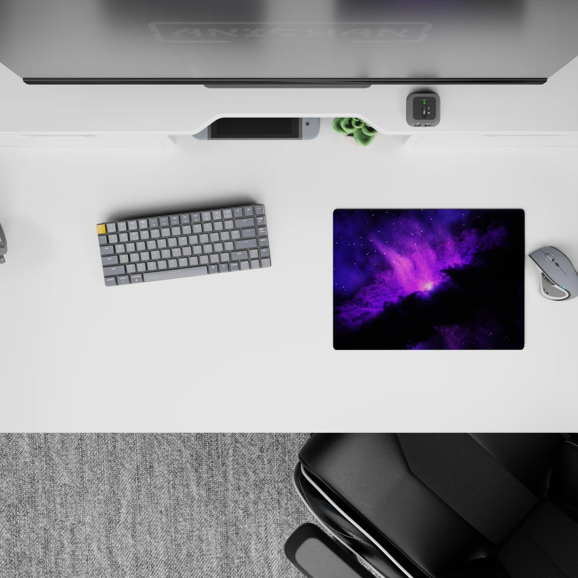 14x10 inches mouse pad in violet and inky black with a calm, dreamy glow for late-night work or gaming.